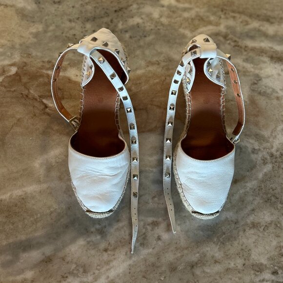 Maypol Made in Spain Leather Studded Wedge Espadrille - Picture 14 of 14